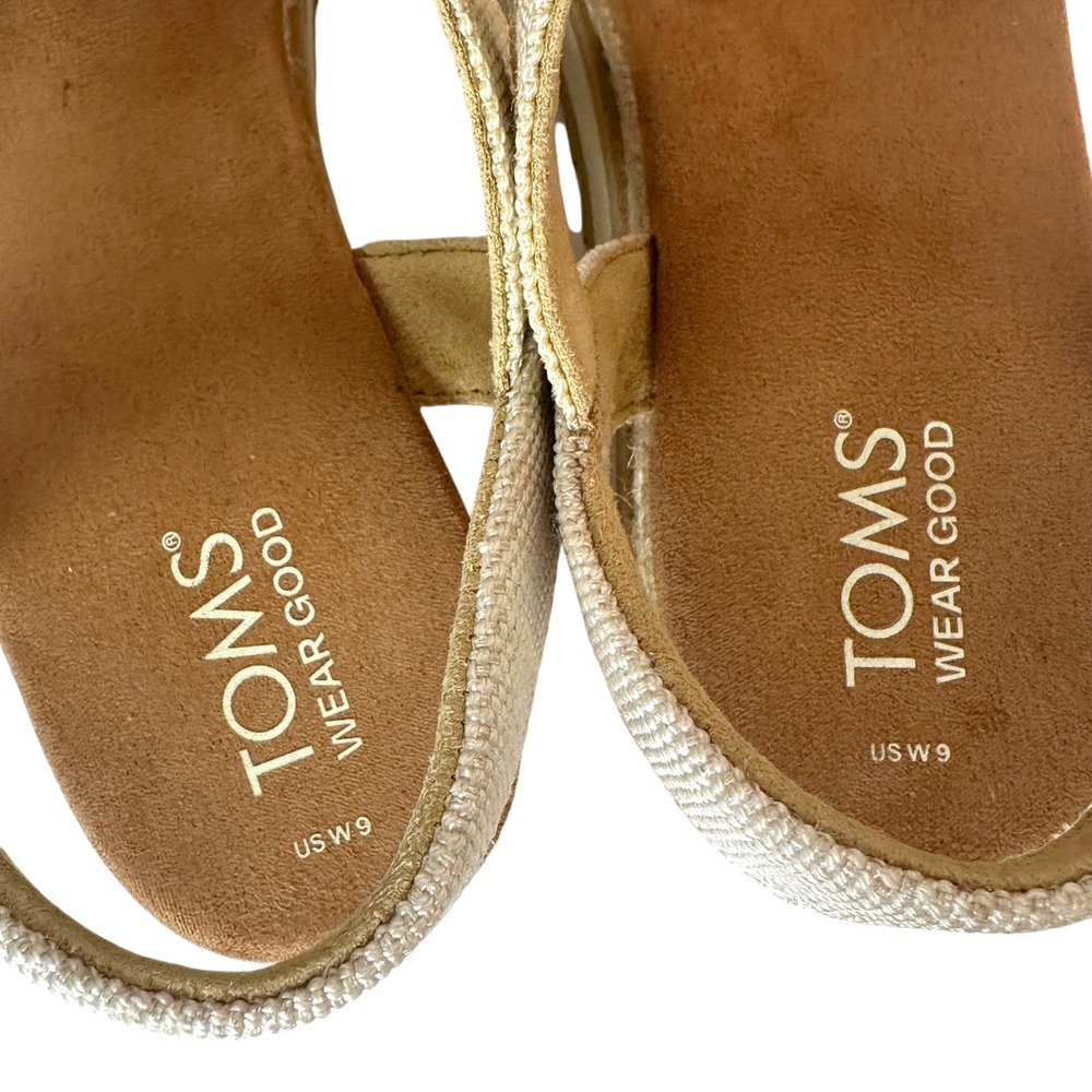 Toms Sandals Shoes Diana Espadrille Wedge Platform Sawtooth Sole Gold 9 Boho - Picture 7 of 12